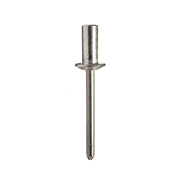 Blind Rivet, Dome Head, 0.1875 in Dia., 0.47 in L, Aluminum Body, 1000 PK